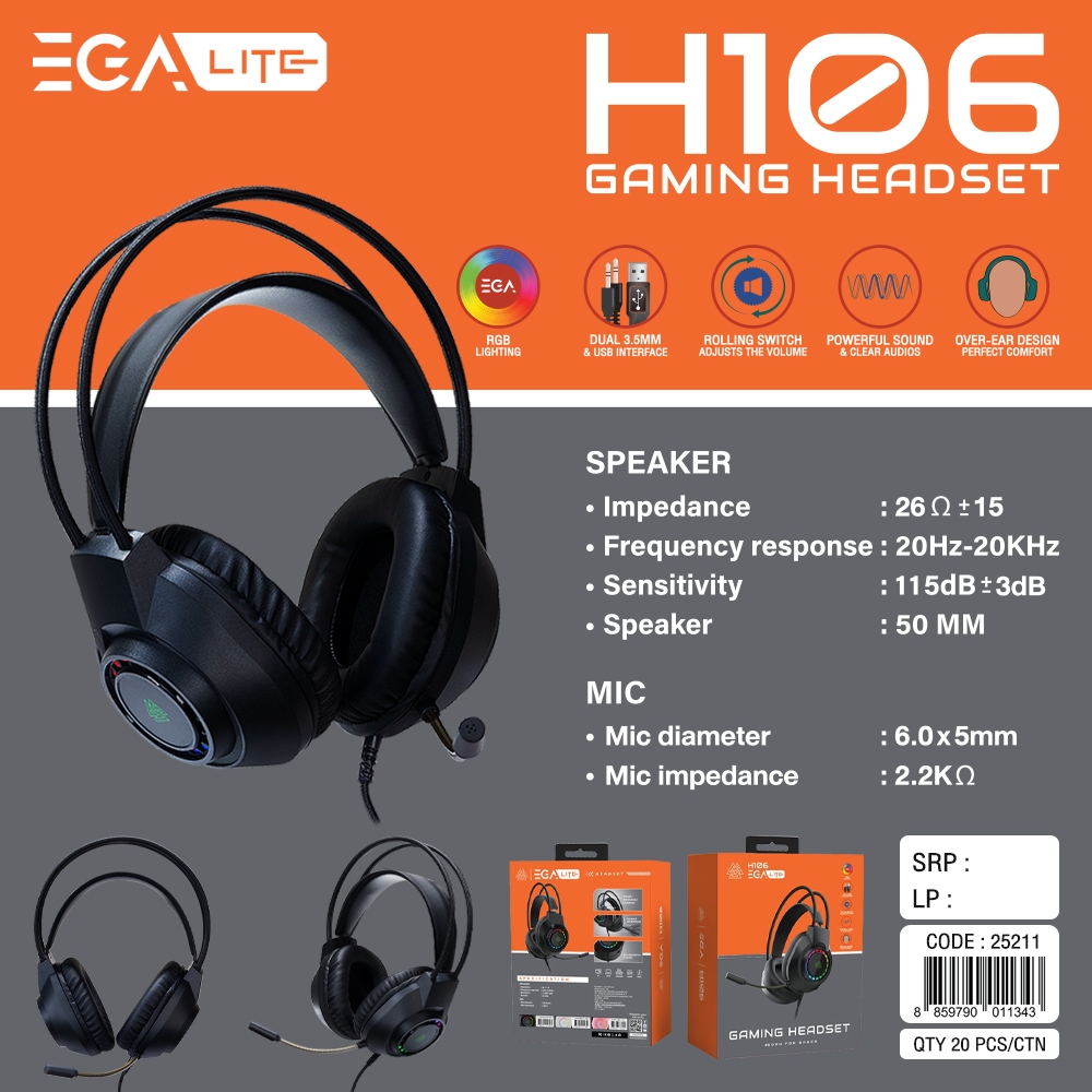 EGA LITE H106 หูฟังเกมมิ่ง Gaming Headset