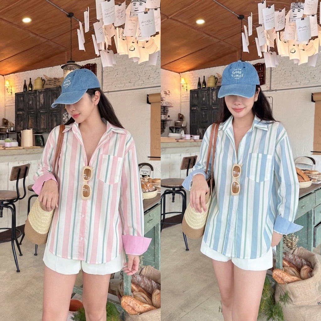MILKSHAKE SHIRT เสื้อเชิ๊ตแขนยาวทูโทน เสื้อคลุม ผ้าคอตตอนเนื้อนิ่ม ใส่เที่ยว ใส่ทำงาน เนื้อผ้าใส่สบาย
