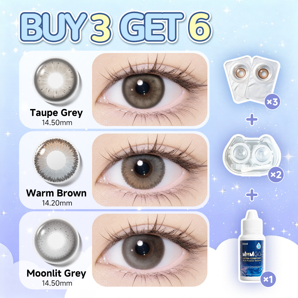 [ซื้อ 3 แถม 6] NewPose คอนแทคเลนส์เกาหลี เลนส์สีธรรมชาติ 14.0-14.5mm เลนส์สายตาสั้น ตาโต ลุคหวาน ใส่