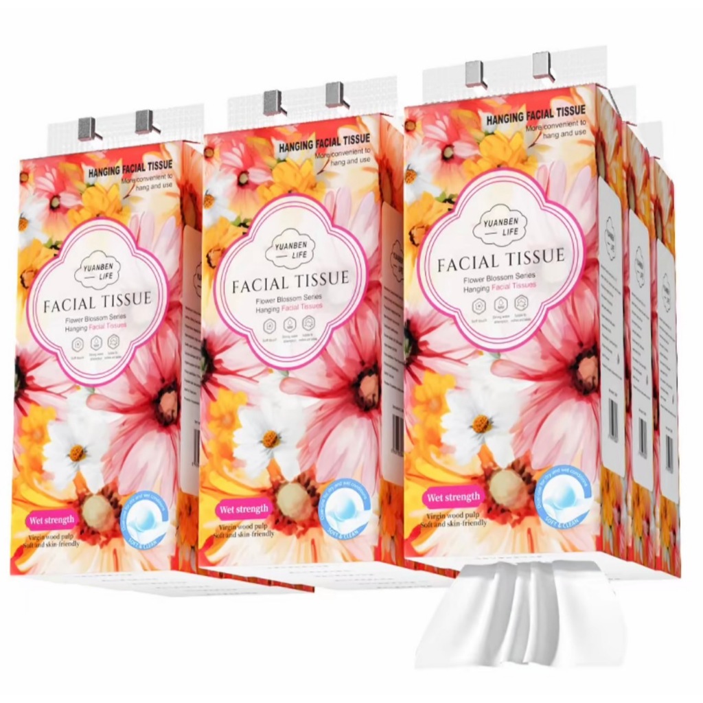 กระดาษเช็ดหน้าแบบแขวน (Hanging Facial Tissue) ลายดอกไม้