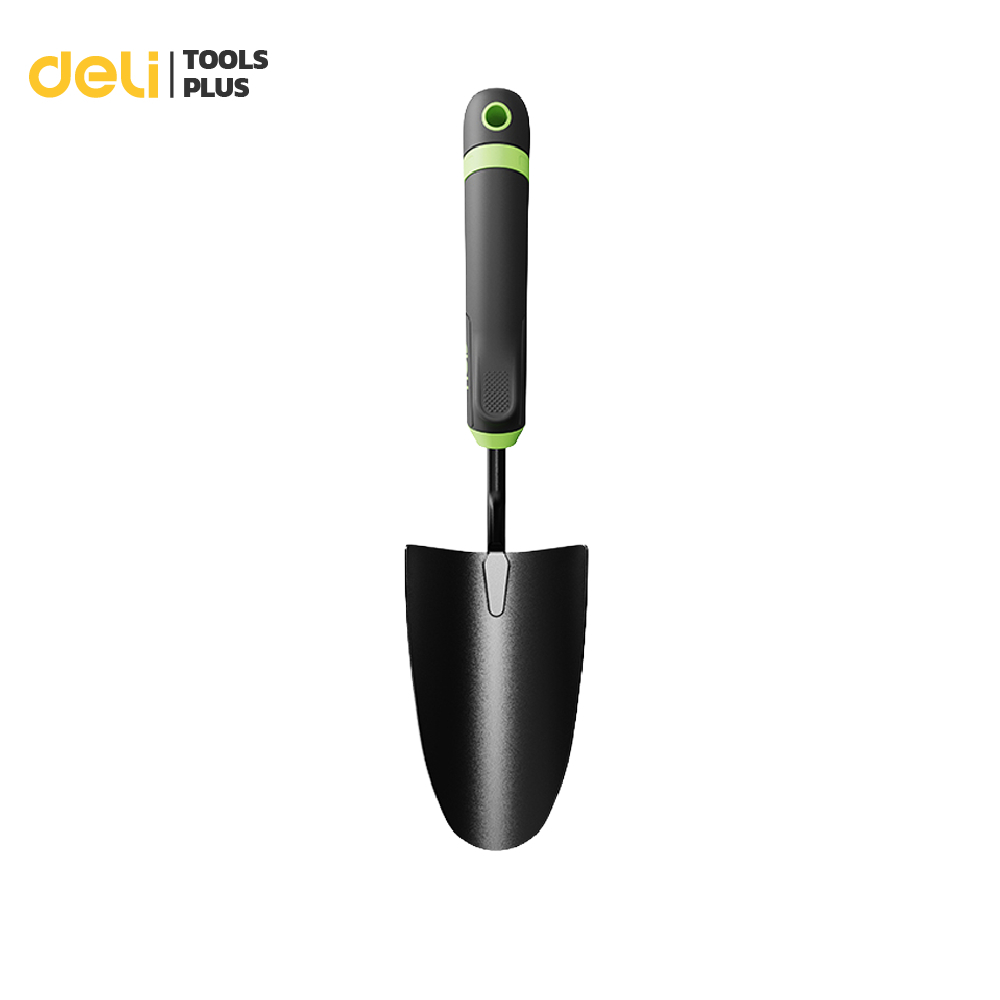 Deli จอบตักดิน ช้อนพรวน จอบสแตนเลส อุปกรณ์ทำสวน ขุดดิน เคลือบกันสนิม ด้ามไม้ Gardening Shovel