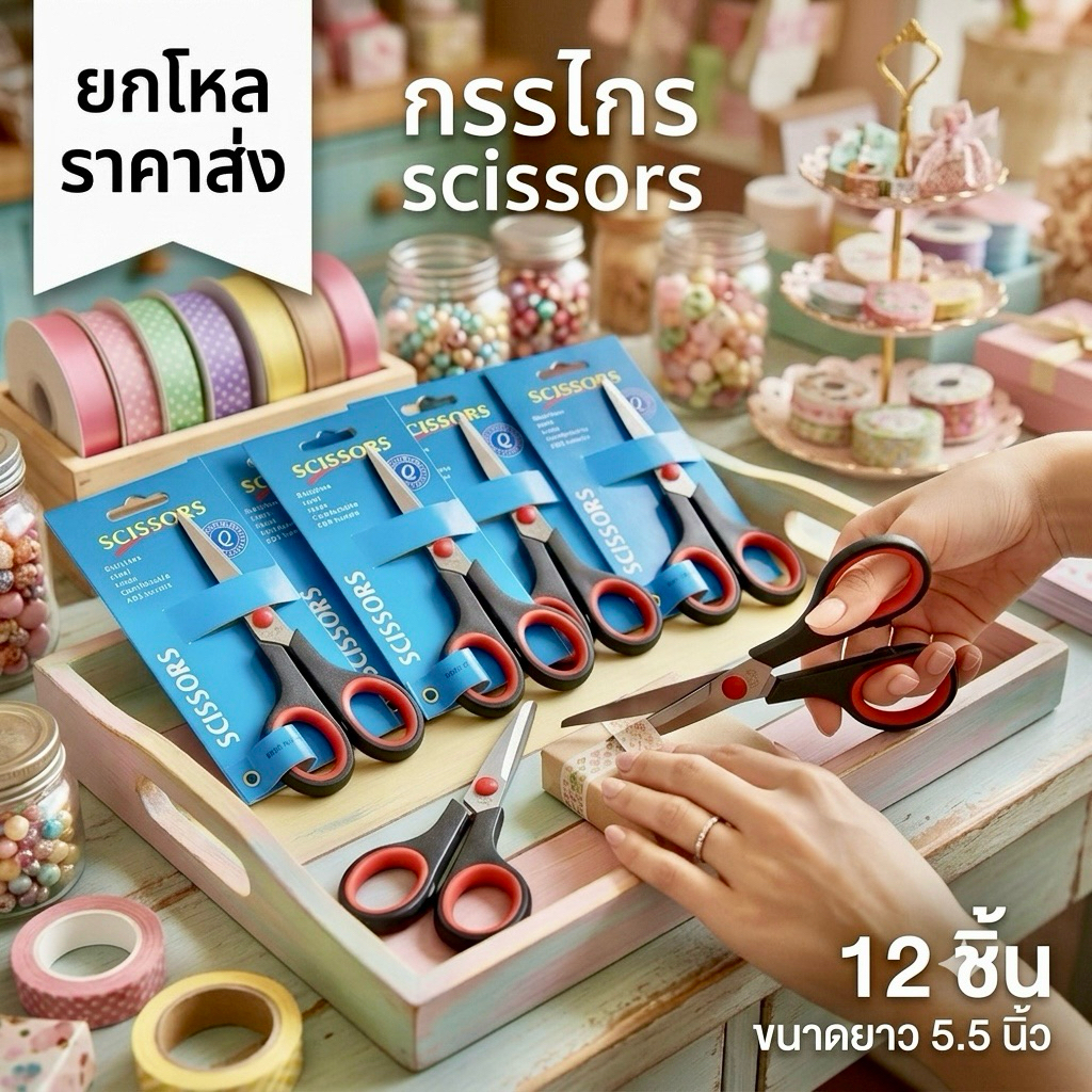 🌷ยกโหล🌷 กรรไกร ขนาด 5.5 นิ้ว คมมาก มีราคาส่ง KK010