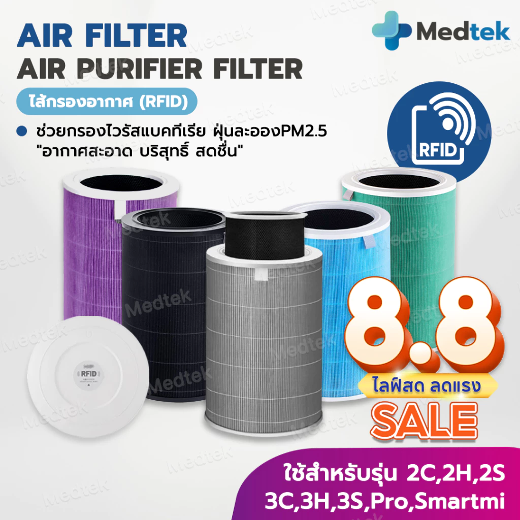 RFID 🎁 ไส้กรองอากาศ สำหรับ Xiaomi Mi Air Purifier Filter Xiaomi รุ่น 2S/ 2H/ Pro/ 3H/ 3C/ 3S/Pro/Smartmi กรองpm2.5 OEM