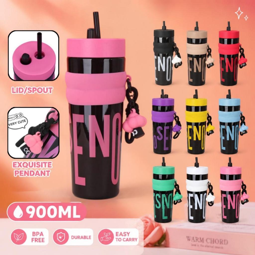 【 ซื้อ 1 แถม 1】900ml ความจุขนาดใหญ่ 'กลางแจ้งแบบพกพาทนอุณหภูมิ สูงกีฬาถ้วยน้ําฟาง ขวดน้ำพลาสติก