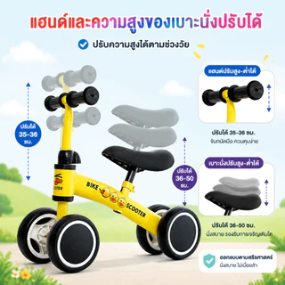 Dolly🔥ป้องกันการตก🔥จักรยานขาไถมินิ จักรยานสมดุล รถบาลานซ์เด็ก 4ล้อ จักรยานเด็ก 0-3ปี ปรับระดับความสูงได้ จักรยานทรงตัว