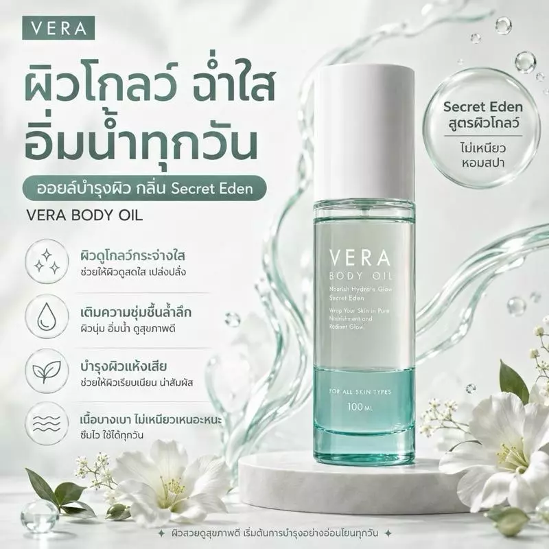 (100 ml.) กลิ่น SECRET EDEN VERA BODY OIL เวร่า บอดี้ ออยล์