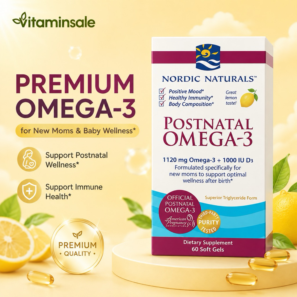 Postnatal Omega-3 Nordic Naturals 560mg 60 Softgels กลิ่นเลมอน