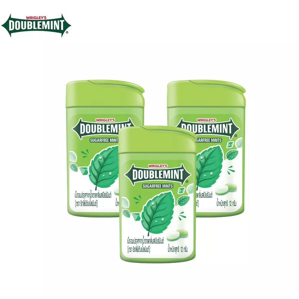 Doublemint Mint Spearmint ดับเบิลมินต์ มินต์ เม็ดอม ปราศจากน้ำตาล 12 ก. รวม 3 ชิ้น