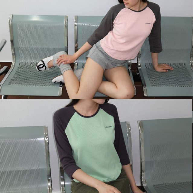 rand0m piece - Random Raglan rib top เสื้อยืดแขนยาวผ้าร่อง ทรงพอดีตัว