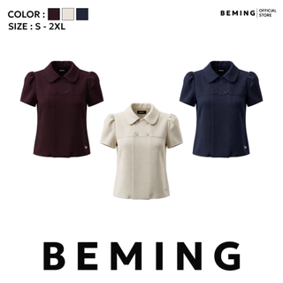 Bemingtop1267(S–2XL) - Komy Top – เสื้อคอปกแขนสั้นดีไซน์เรียบแมตช์ง่ายใส่ได้ทุกโอกาส