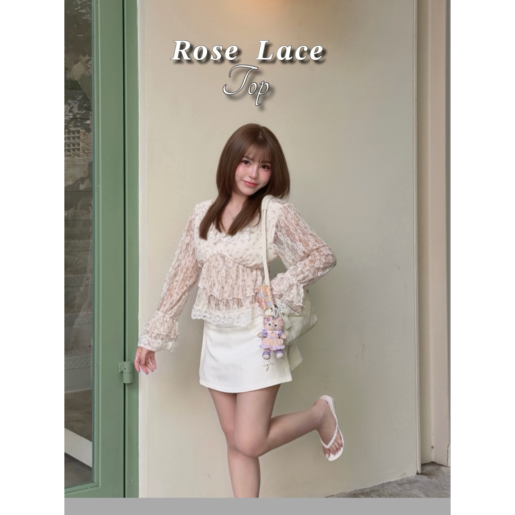 imily.style : Rose lace top เสื้อลูกไม้