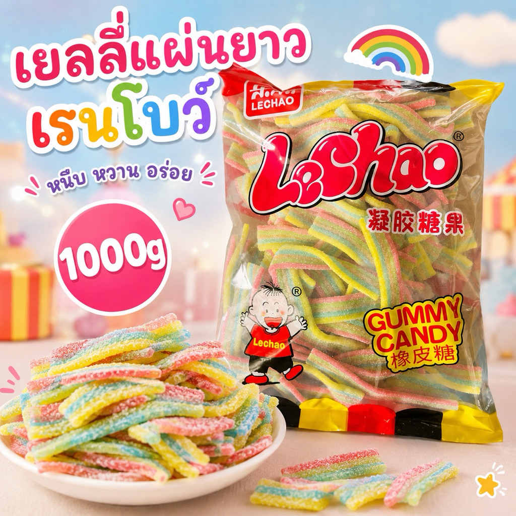 ตราเล่อเฉา เยลลี่แซนวิชเรนโบว์ 1000g.🌈