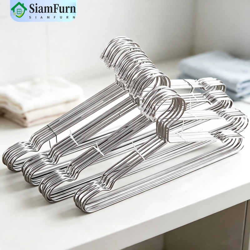 （ซื้อ 20 แถม 20）ไม้แขวนเสื้อสแตนเลส หนาพิเศษ หนา 2.4mm ยาว 45cm 1แพ็ค 40ชิ้น แขวนผ้า กางเกง แข็งแรง ข็งแรงทนทาน