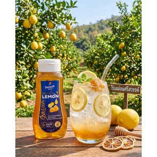 ไซรัปหญ้าหวาน สูตร KETO กลิ่นฮันนี่เลม่อน ตราสีสรร ขนาด 320 ml.