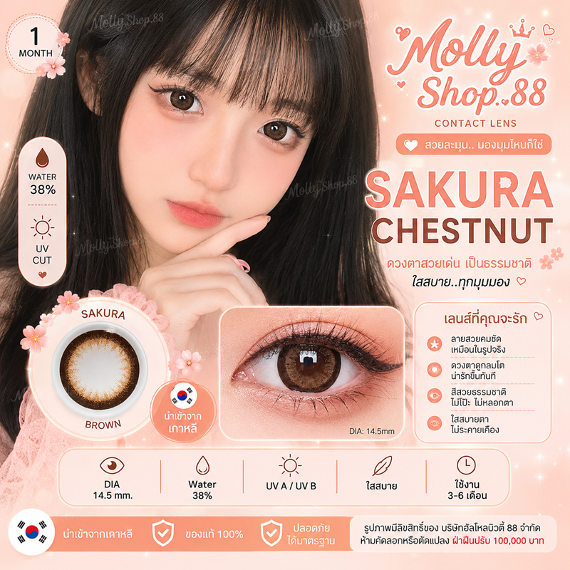 คอนแทคเลนส์ รุ่น Sakura/Edge สีเทา/ตาล Gray/Brown