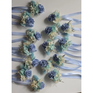 Memoryofflower•ข้อมือเพื่อนเจ้าสาว เข็มกลัด โทนฟ้า Navy ฟ้าsky