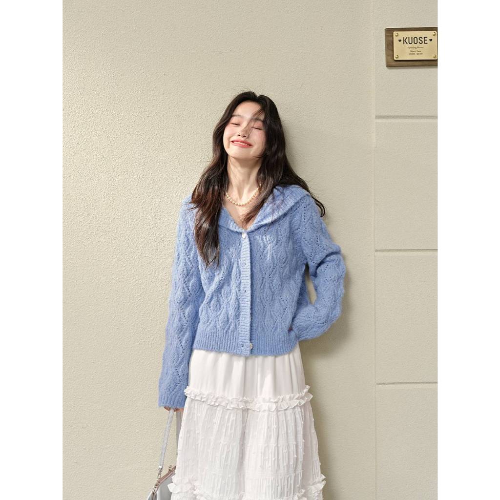[พร้อมส่ง/Preorder] KUOSE : Baby Blue Knit Cardigan