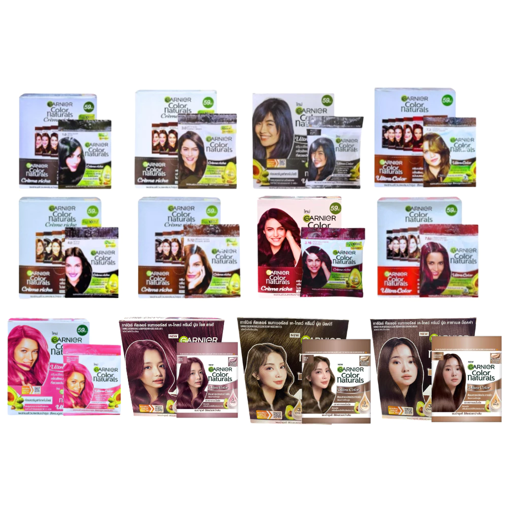 (กล่องx6) Garnier Color Naturals การ์นิเย่ คัลเลอร์ แนทเชอรัลส์ ครีมเปลี่ยนสีผม ครีมปิดผมขาว ไม่มีแอมโมเนีย