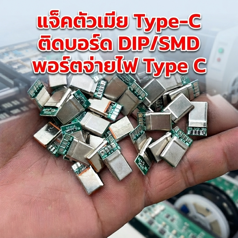 แจ็ค Type-C ตัวผู้ แบบติดบอร์ด DIP/SMD พอร์ตรับไฟ Type C สำหรับงาน DIY พอร์ตมือถือ