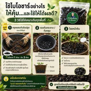 ไบโอชาร์ปรับโครงสร้างดิน พร้อมใช้ ชาร์จจุลินทรีย์จาวปลวก + จุลินทรีย์สังเคราะห์แสง (PSB) ช่วยให้ดินโปร่ง อุ้มน้ำ