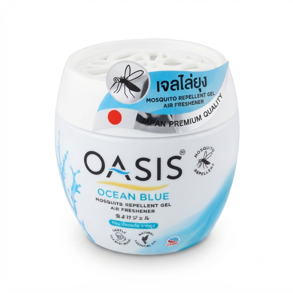 OASIS โอเอซิส เจลหอมปรับอากาศ OASIS Gel กลิ่นโอเชี่ยน บลู (สีฟ้า) สูตรไล่ยุง  หอม ปลอดภัย ไล่ยุง180 