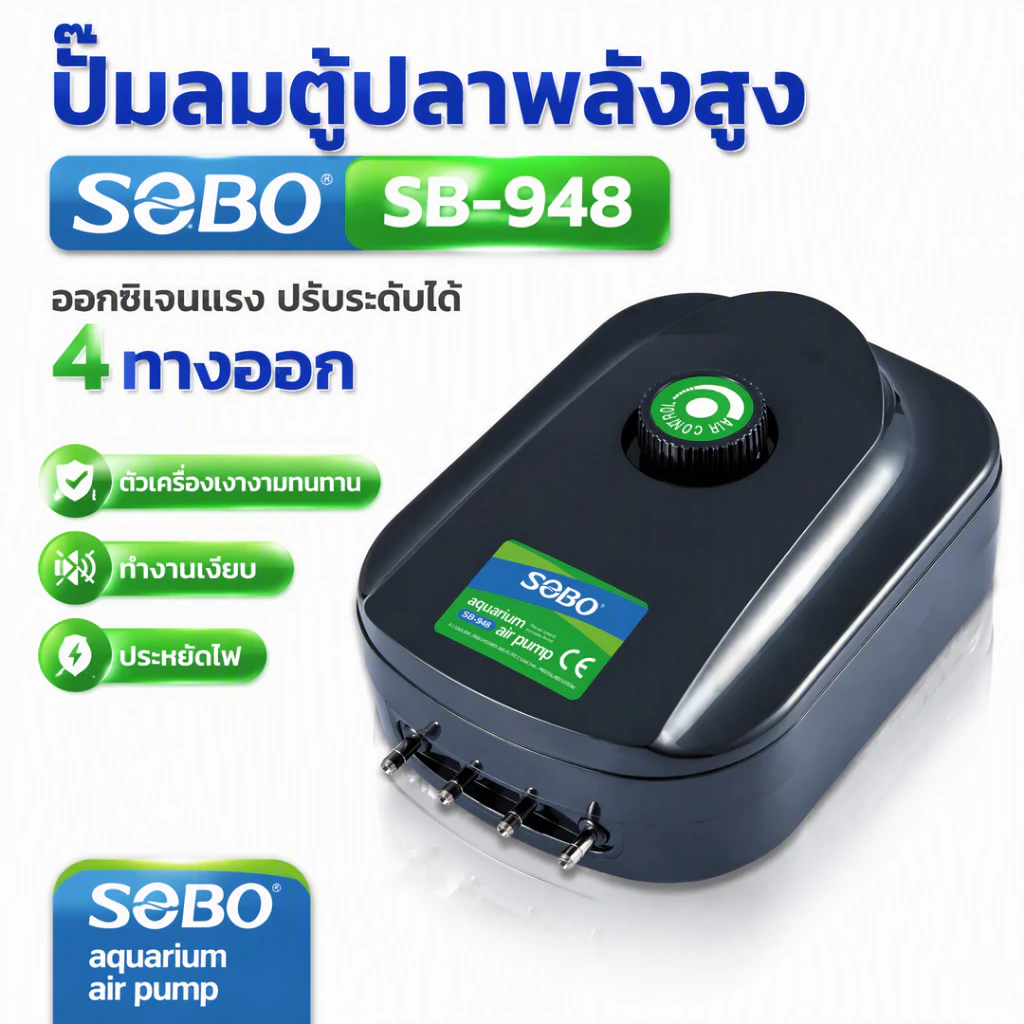 ปั๊มลมออกซิเจน 4 ทาง SOBO SB-948 / SB-988