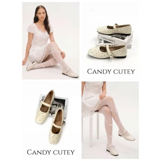 Candy Cutey รองเท้าแมรี่เจนผู้หญิง ส้นแบน ตกแต่งสตั๊ด สไตล์เกาหลีหวานเท่ สวมใส่สบายตลอดวัน เข้ากับทุกลุคประจำวัน