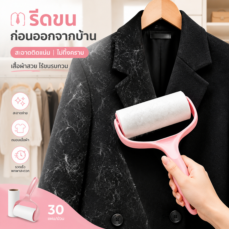 【30 ชิ้นในแพ็คเกจใหญ่】 ลูกกลิ้งกำจัดขน เก็บขนและฝุ่น ลูกกลิ้งทำความสะอาด ลูกกลิ้งเก็บฝุ่น ลูกกลิ้งดักฝุ่น ที่เก็บขน