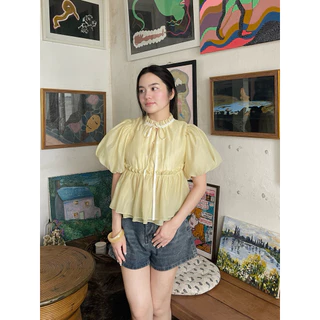 เสื้อแขนพองสไตล์เจ้าหญิงทรงตุ๊กตา[ตัดเย็บซ่อนตะเข็บ]แต่งระบายฟูฟ่องน่ารักสุดๆ