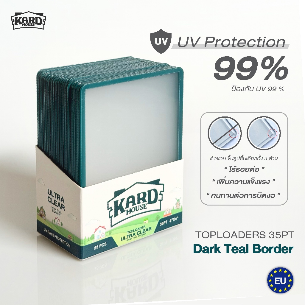 Kardhouse Toploaders 35pt Color Border Dark Teal UV 25 pcs