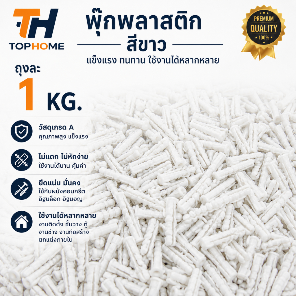 พุ๊กพลาสติก1KG สีขาว แบรนด์ TH