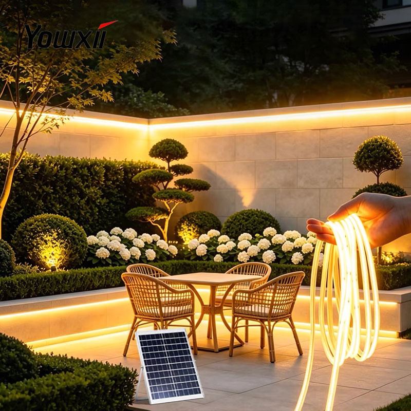 YOWXII ไฟเส้นโซล่าเซลล์ solar light แสงอบอุ่น ความยาว 5/10/20M นน้ำIP67 ตกแต่งต้นไม้และสวน รั้วบ้าน