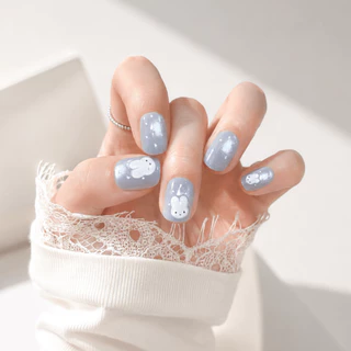 เล็บปลอมสีลูกแก้ว ลายน่ารัก 🐰 ลายจุด ติดง่าย ใช้ซ้ำได้ แถมฟรีกาว Press on nails Cats Eye💢 ไซส์ M S XS
