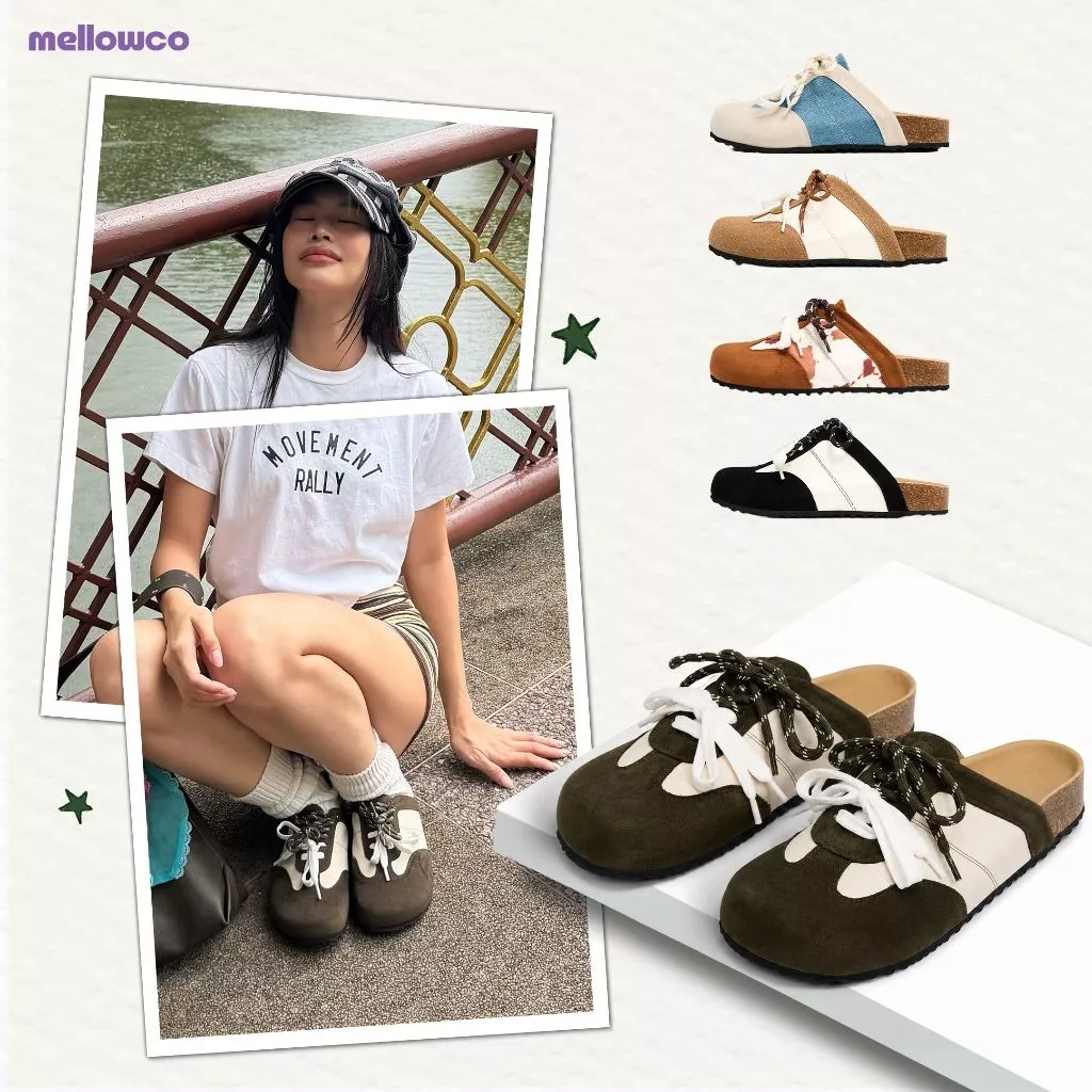 Mellowco รุ่น Wister รองเท้าเปิดส้นหนัง Suede Mule M10-5036