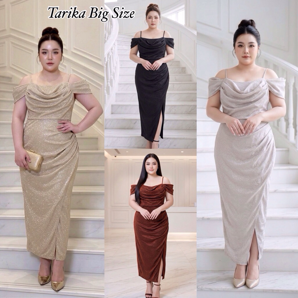 6สี ชุดราตรียาวคอถ่วง เดรสออกงาน เดรสราตรียาว เดรสไปงานแต่ง ผ้ากลิตเตอร์ เดรสกากเพชร แม็กซี่เดรส สาวอวบ คนอ้วน ไซส์ใหญ่