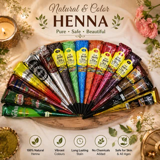 all types and colors of golecha henna cone and tube/กรวยเฮนน่าโกเลชาและหลอดเฮนน่าทุกแบบและหลายสี