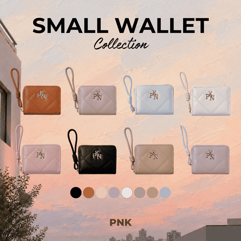 [PINKY]  Wallet : กระเป๋าสตางค์ใบสั้น ใบกลาง ใบยาว ซิปเชือก โลโก้ PNK