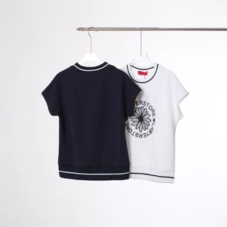 Lawyer Store [923977] เสื้อยืดคอกลม แขนเลย จั๊มชาย ปักดอกไม้ LAWYER STORE ใส่ชิลๆ สบายๆ เสื้อยืด เสื้อผู้หญิง ดูโดดเด่น