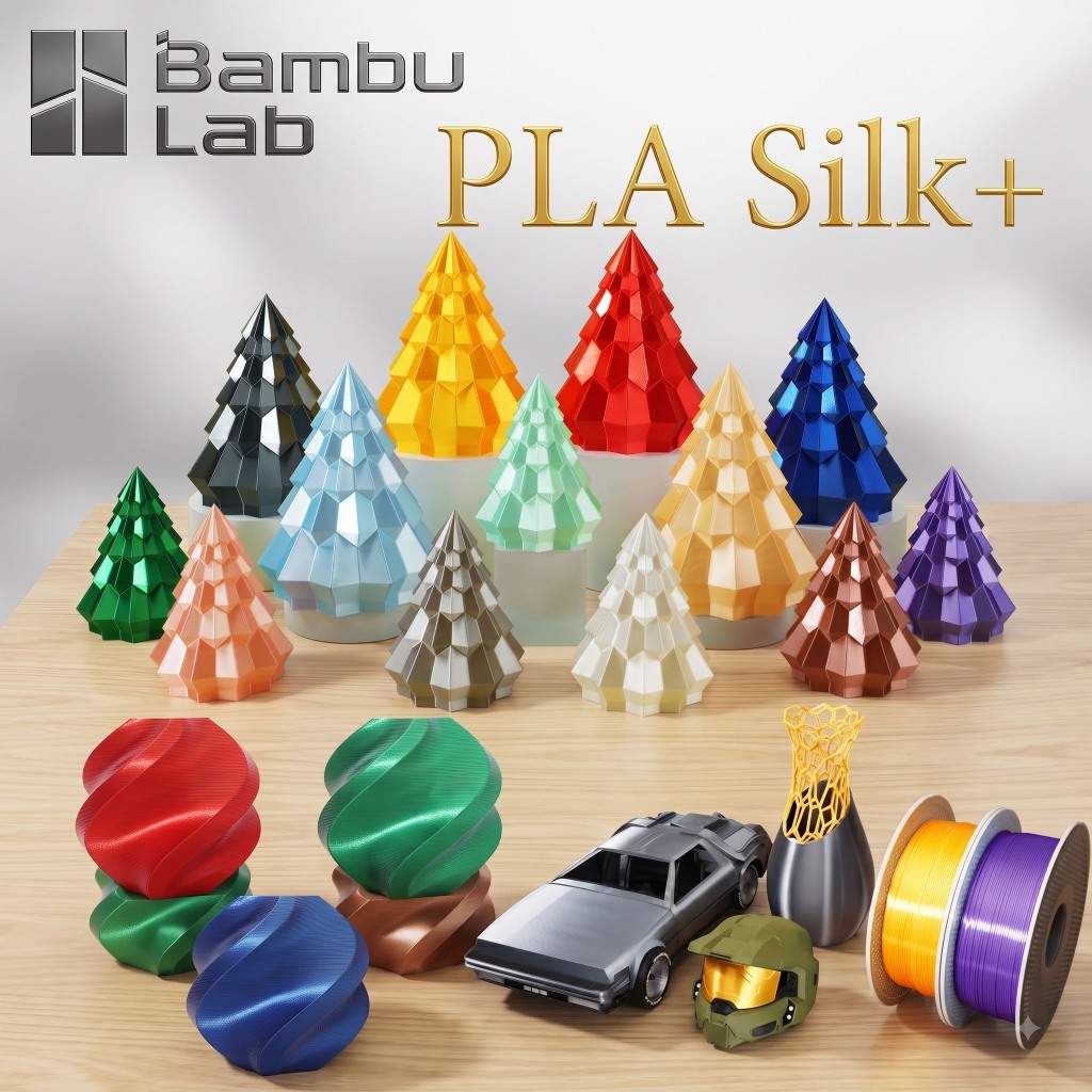 Bambulap PLA Silk+  เนื้อไหมมันวาว สีสันเข้มข้น อัพเกรดความแข็งแกร่ง พิมพ์ง่าย น้ำหนักสุทธิ 1 กก