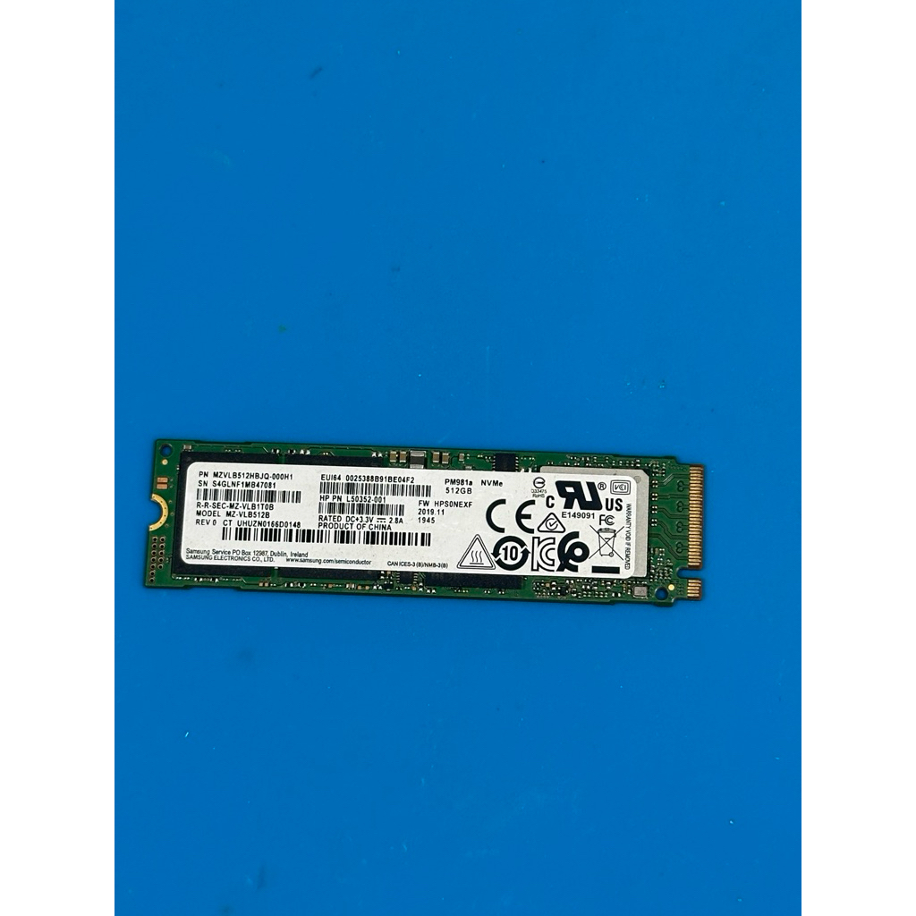 SDD M2 NvMe 2280 มือสอง ความจุ 512GB  /Samsung PM981a 512GB NVMe SSD: เอสเอสดีแบบ M.2 NVMe
