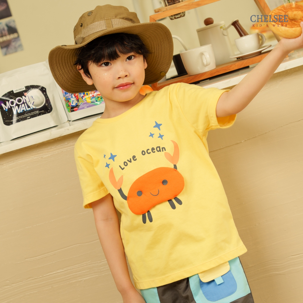 Chelsee เสื้อยืดคอกลม แขนสั้น ลายปู ผ้า 100%Cotton เด็กผู้ชาย อายุ 1.5-10 ปี เสื้อผ้าเด็กโต รุ่น 128290