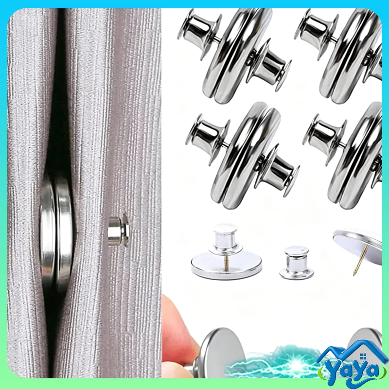 กระดุมแม่เหล็กติดม่าน คลิปหัวเข็มถอดได้ สำหรับรัดผ้าม่าน DIY