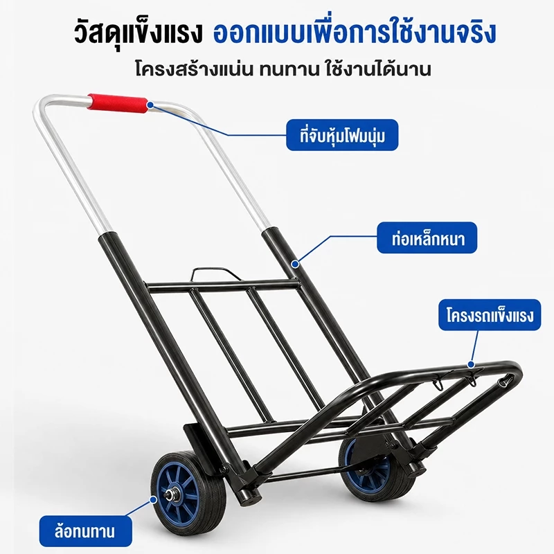 รถเข็นอเนกประสงค์ พับได้ 2ล้อ/3ล้อ ยืดได้ ล้อ PU/ล้อยาง thumbnail 10