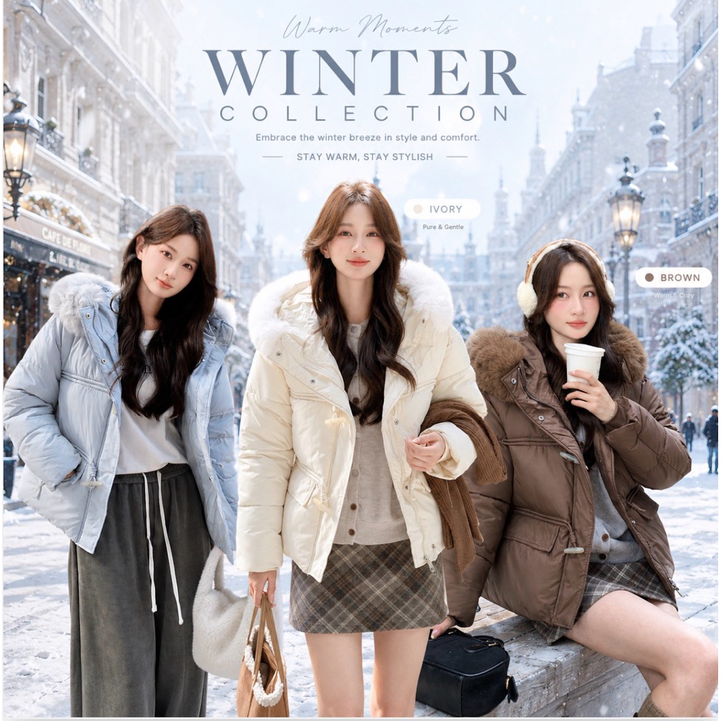 Puffer coat โค้ทบุนวมนุ่มๆ ฮู้ดเฟอร์ พร้อมส่ง