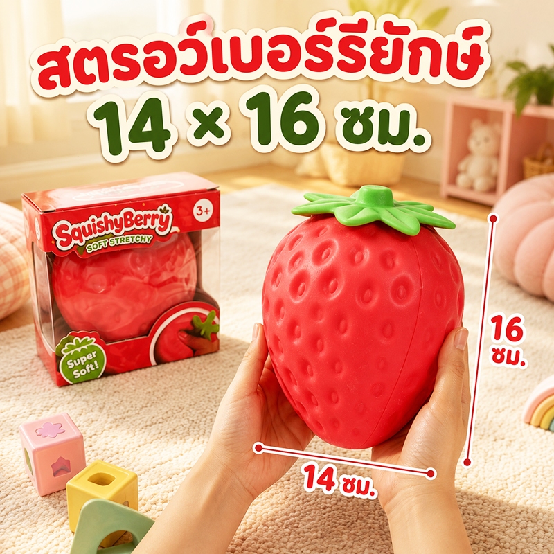สกุชชี่สตรอว์เบอร์รี่ 14cm ของเล่นบีบคลายเครียด นุ่มนิ่ม คืนรูปช้า กลิ่นหอม ของขวัญเด็ก ของเล่นน่ารัก