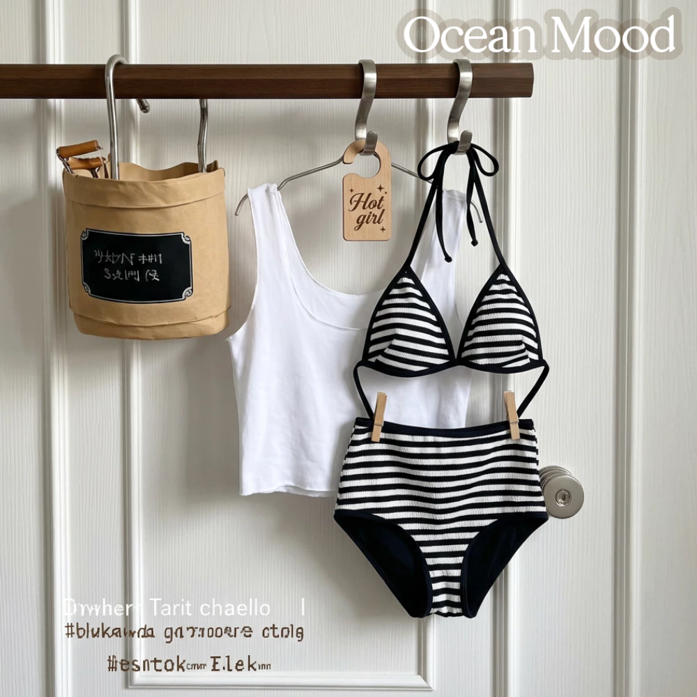 บิกินี่ชุดว่ายน้ำเซ็ต Bikini Set Contrast ใหม่แฟชั่นเซ็กซี่ Beach Vacation ใส่เที่ยวทะเล |Ocean Mood