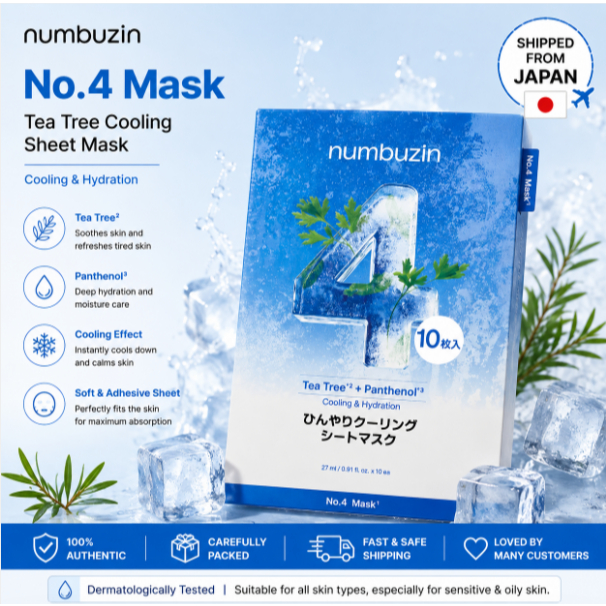 numbuzin No.4 Hydrating Sheet Mask 4pcs (1 Box) | Moisturizing & Glow