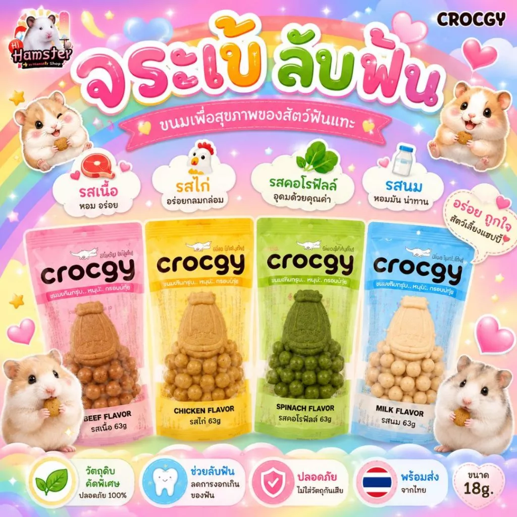 [HiHamster] จระเข้ลับฟัน Crocgy ขนม ที่ลับฟันสัตว์เลี้ยง อาหาร สำหรับแฮมสเตอร์ เม่นแคระ