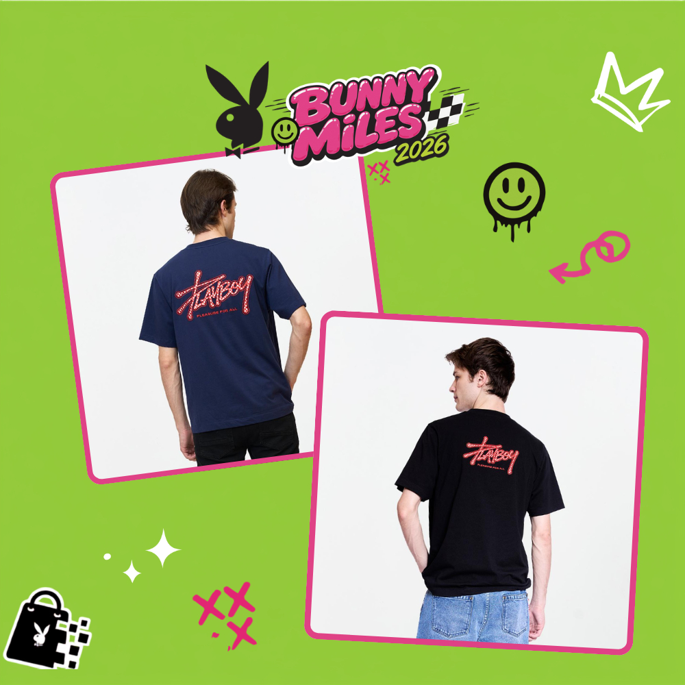 PLAYBOY 07PBเสื้อยืดคอ  เสื้อผ้าผู้ชาย/เสื้อ/เสื้อยืดสีกรม รุ่น P1MT265TB091NV