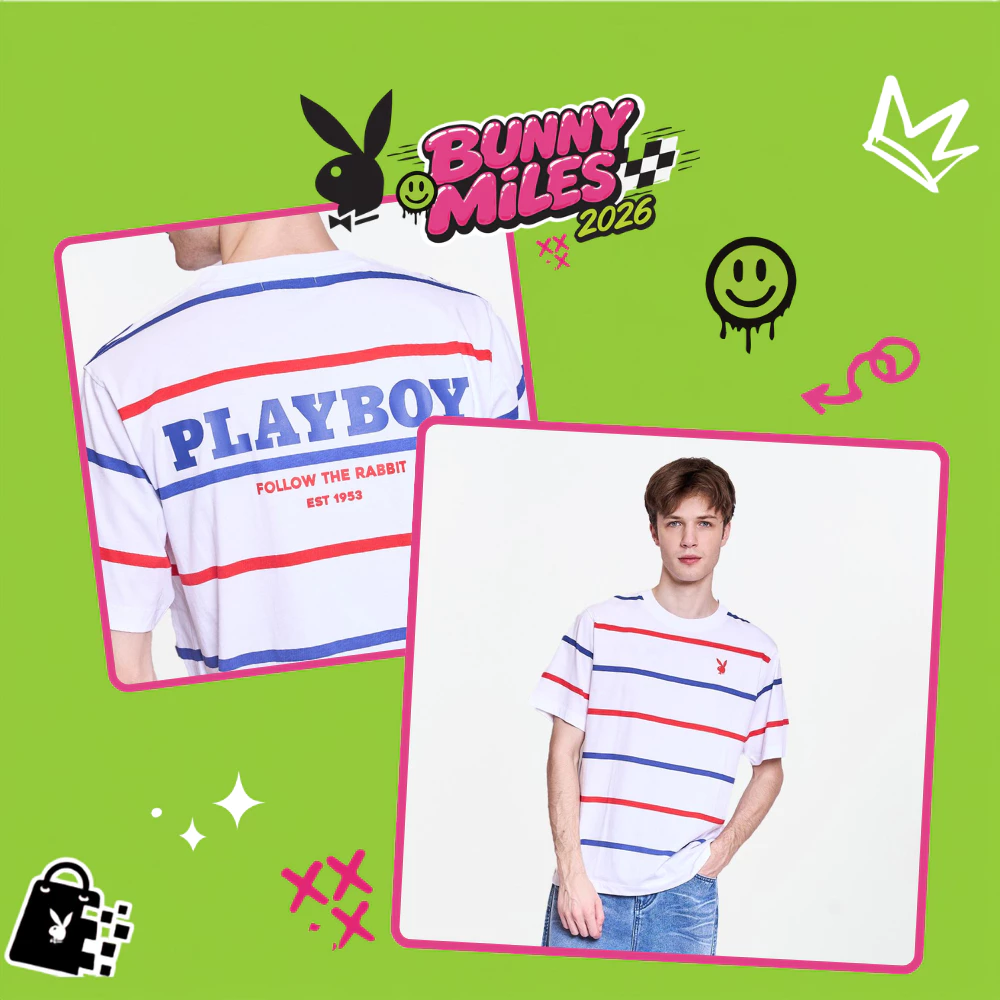 PLAYBOY 08PB เสื้อยืด เสื้อผ้าผู้ชาย/เสื้อ/เสื้อยืดสีขาว รุ่น P1MT265TB098WH